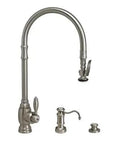 Badass Extended Reach Pull Down Kitchen Faucet Paired With A Sweet Three Piece Accessory Setup Showing Off A Dope Distressed American Bronze Finish For Serious Chef Life Moves.