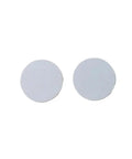 Two round high strength boron nitride ceramic sheets for electronics dielectric insulation and uniform heat dissipation easy clean surface.