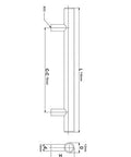 Technical drawing of Washington Collection 3-Inch Center-To-Center Brushed Oil-Rubbed Bronze Modern Cabinet and Drawer Bar Pull Handle.