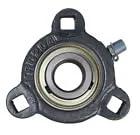 Three Quarter Inch Three Bolt Flange Bearing With Narrow Inner Ring And Two Set Screws Cast Iron Housing Grease Zerk For Relubing