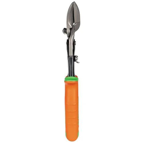 Klein Tools 2401R right-cutting offset aviation tin snips with forged blade and orange handle