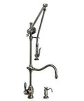 Classic Vintage Gantry Pull Down Kitchen Faucet With Smooth Pull Down Sprayer And Killer Hook Spout Two Piece Sink Suite Finished In Sleek Matte Antique Copper