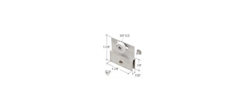 3/4 Inch Flat Edge Nylon Ball Bearing Roller Assembly For Frameless Sliding Shower Doors Chrome Finish with measurements displayed
