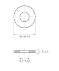 #4 stainless steel washer, front view; outer diameter 23.5–24 mm, thickness 1.8–2.2 mm