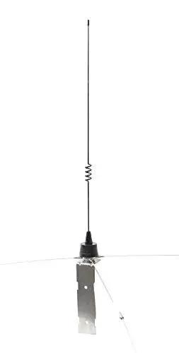 Ground Plane NMO Mount Kit with Four 21 Inch Radials and SO239 Connector, mounted on a base, designed for 2 inch poles or pipes.
