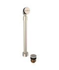 Hassle Free Slick Brushed Nickel Premium Drain Assembly For Freestanding Tub Subfloor Install Rock Solid Bath Plumbing Upgrade Built Tough And Smooth Operation, showing drain pipe and stopper.