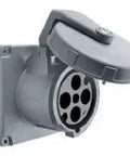 Beefy Heavy Duty Rock Solid 100 Amp 125 250 Volt Grey Plastic Dockside Marine Outlet Receptacle For Boat Yacht RV Shore Power Hookup Generator Setup with cover open