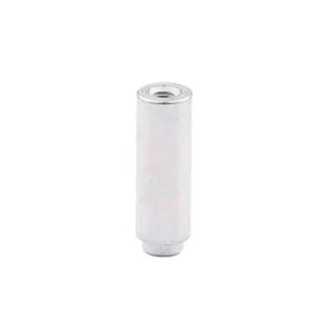 Close-up of a 10 Pcs SMD Round Nut Connector M2.5x15 PCB Mount Brass Surface Mount Column with Matte Tin Finish.