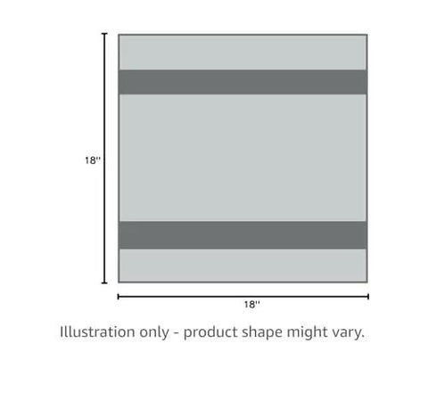 Illustration showing dimensions of cotton knit cleaning rag, 18x18 inches, part of 10 pound bag bulk assorted colors for painters and mechanics.