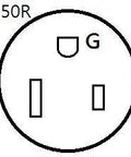6-50R receptacle diagram for Hella Heavy Duty 6 Gauge Welder Extension Cord 50 Amp 250 Volt setup.