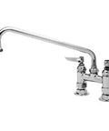 T&S Brass B-0225-M Deck Mixing Faucet, 12 Swing Nozzle, 4 Centers W/ 1/2 Ips Eccentric Flanged in polished chrome finish.