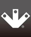 Logo featuring a stylized negative V shape with three circular cutouts, set against a dark background.