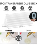 21 transparent glue sticks shown with dimensions and comparison, used with Heavy Duty Dual Power Hot Glue Gun With 60W And 100W Settings.