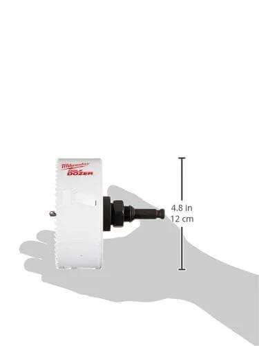 Milwaukee ice hardened hole saw with arbor, 4.8 in diameter (12 cm), front view