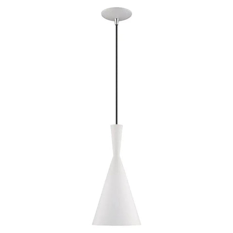 White 7.25-Inch Mini Pendant Light With Gold-Interior Metal Shade, chic modern fixture hanging on adjustable cord.