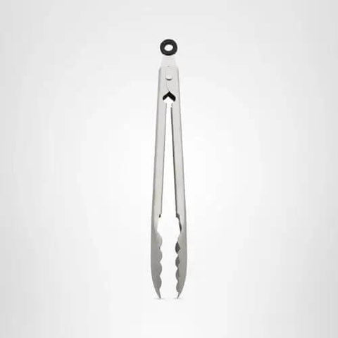 Stainless Steel Utility Tongs 12 Inch with locking mechanism, durable 430 stainless steel for grilling, cooking, and kitchen use.