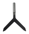 Round bar center finder tool with 3/8-in steel shank, front view for milling and round stock