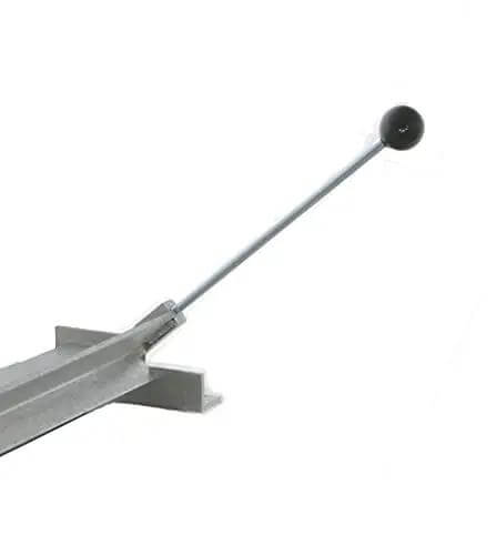 Close-up of 12-inch leverage handle on 30-Inch Sheet Metal Bender With 12-Inch Leverage Handles For Up To 16 Gauge Aluminum And 18 Gauge Steel