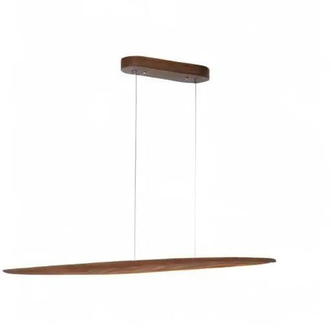 51 Inch Walnut Wood Linear Pendant Light For Kitchen Island And Dining Room Featuring Smooth Modern Lines And Straight Up Gorgeous Illumination To Level Up Your Home Decor Vibes Right Now, side view.