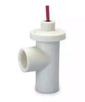 Liquid Flow Switch FS-500 170233 Compatible Three Quarters Inch FNPT SPST NO, white PP housing, front view with red wire