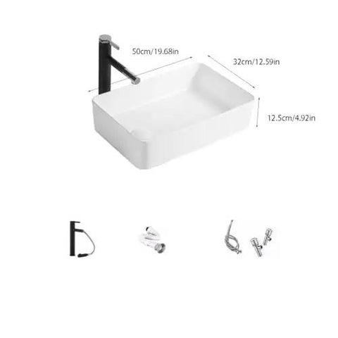 Vessel Sink - Small Countertop Bathroom Wash Basin, Single Basin Design for Home, and, t for Bathrooms and Powder Rooms, dimensions shown.