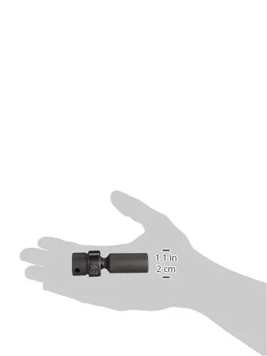 Heavy Duty 3/8 Inch Drive 14mm Metric Deep Impact Socket With Solid Six Point Universal Profile held in hand for size comparison.