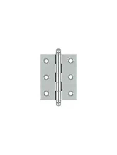Solid Brass Cabinet Hinge Set With Ball Tips, 2.5 By 2 Inch Full Inset Hinge For Doors, Chrome Finish, Pair Of 10 Hinges.