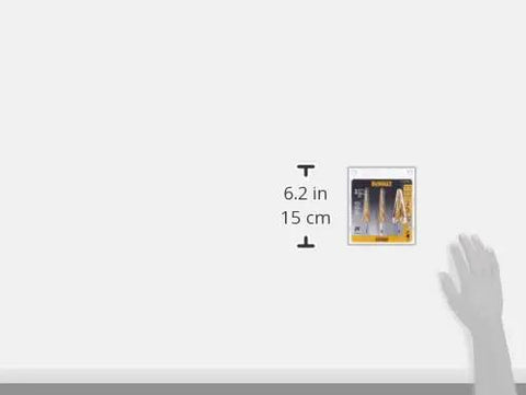 Step Drill Bit Set For Metal And Wood, 3 Piece Titanium Nitride Coated, packaged, against a plain background with a hand for scale.