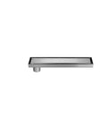 Linear Shower Drain With Plate Cover Or Tile Insert, 12 Inch Rectangle, Brushed Stainless Steel, Offset Side Outlet