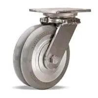 Built Tough Heavy Duty Swivel Caster Wheels Featuring A Rock Solid Twin Wheel Design With Smooth Rolling Grey Tread for heavy loads.