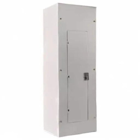 Rugged 200 Amp 42 Circuit 3 Phase 4 Wire Main Breaker Load Center Panel With Copper Bus NEMA 1 Indoor Enclosure side view.