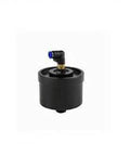 Normally closed waterjet air actuator, black cylindrical housing with blue nozzle and brass fitting.