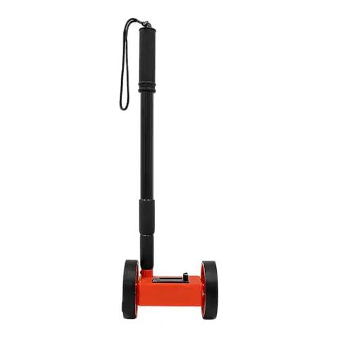Ace At Garden Layouts With Compact Four Inch Mini Measuring Wheels For Walk Off Distances On Fence Lines showing a red handheld measuring wheel.