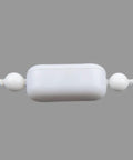 Close-up of a white ball chain connector for 4.5 mm blind chains, part of a 30 pcs replacement set for window blinds.