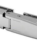 Chrome Petite Oil Dynamic Hydraulic Glass to Glass Shower Door Hinge for 6 to 10 mm Glass, aluminum construction, side view
