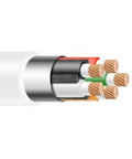 Heavy Duty 400 Ft 14 AWG 5 Conductor SJTO Rated Portable Power Extension Cord Bright White Cover cross-section view.