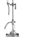 Pro Grade Exposed Thermostatic Tub And Shower System With Durable Handheld Sprayer Polished Nickel Bathroom Fixture Kit close-up view.