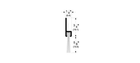 Pemko brush seal for meeting stile, dark bronze with black brush insert; cross-section view, 1 in wide, 84 in long