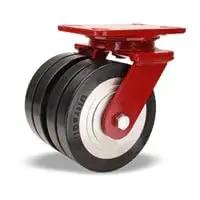 Heavy Duty Swivel Casters Featuring 6 By 2 Inch Twin Polyurethane Wheels On Rugged Aluminum Cores And Precision Sealed Bearings.