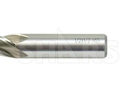 Shars end mill, 1/2 in diameter by 1/2 in flute length, HSS cutting tool