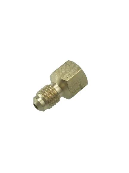 Brass oil burner fuel pressure test adapter with male threaded end and hex nut body