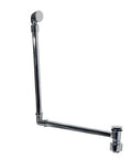 Top Shelf Exposed Direct Outlet Bath Waste Overflow Kit With Swivel Neck And Easy Push Drain Plug Built For Tubs Needing A Longer Horizontal Pipe Run, chrome pipe with push plug.