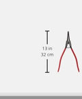 13-Inch Snap Ring Pliers Set With Internal And External Pliers, Straight And 90-Degree Bent Tips, shown with red non-slip handles, size 13 in