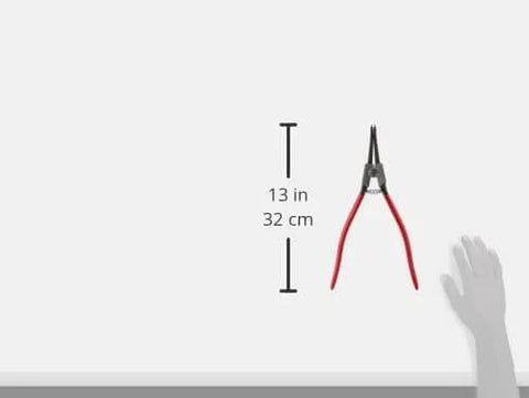 13-Inch Snap Ring Pliers Set With Internal And External Pliers, Straight And 90-Degree Bent Tips, shown with red non-slip handles, size 13 in
