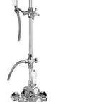 Tight Polished Chrome Exposed Thermostatic Tub And Shower System With Handheld Sprayer Bathroom Rough Trim Set Dope Water Control Gotta Have Plumbing Bundle For Fast Home Upgrades mounted above tub with shower head and sprayer.