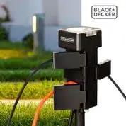 Tough As Nails Garden Timer Stake With 6 Grounded Outlets Waterproof Timer in black, managing garden lights and pumps.