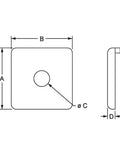 Technical drawing of 15 Series 1.5 Inch Square End Cap Black ABS Plastic for 80 20 Aluminum Extrusion T Slot Accessories Ten Pack