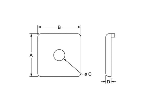Technical drawing of 15 Series 1.5 Inch Square End Cap Black ABS Plastic for 80 20 Aluminum Extrusion T Slot Accessories Ten Pack