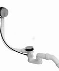 Game Changing Black Bathtub Drain Assembly With Slick Overflow Plate Plug And Play Mounting Leak Proof Rubber Washers No Fuss Install And Heavy Duty Performance, featuring a solid metal drain and connecting pipes.
