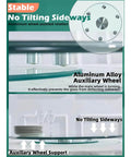 22.8 inch tempered glass lazy susan rotating serving tray showing aluminum alloy auxiliary wheel for stability.